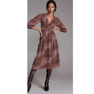 Anthro Ranna Gill Animal Print Cut Out Dress